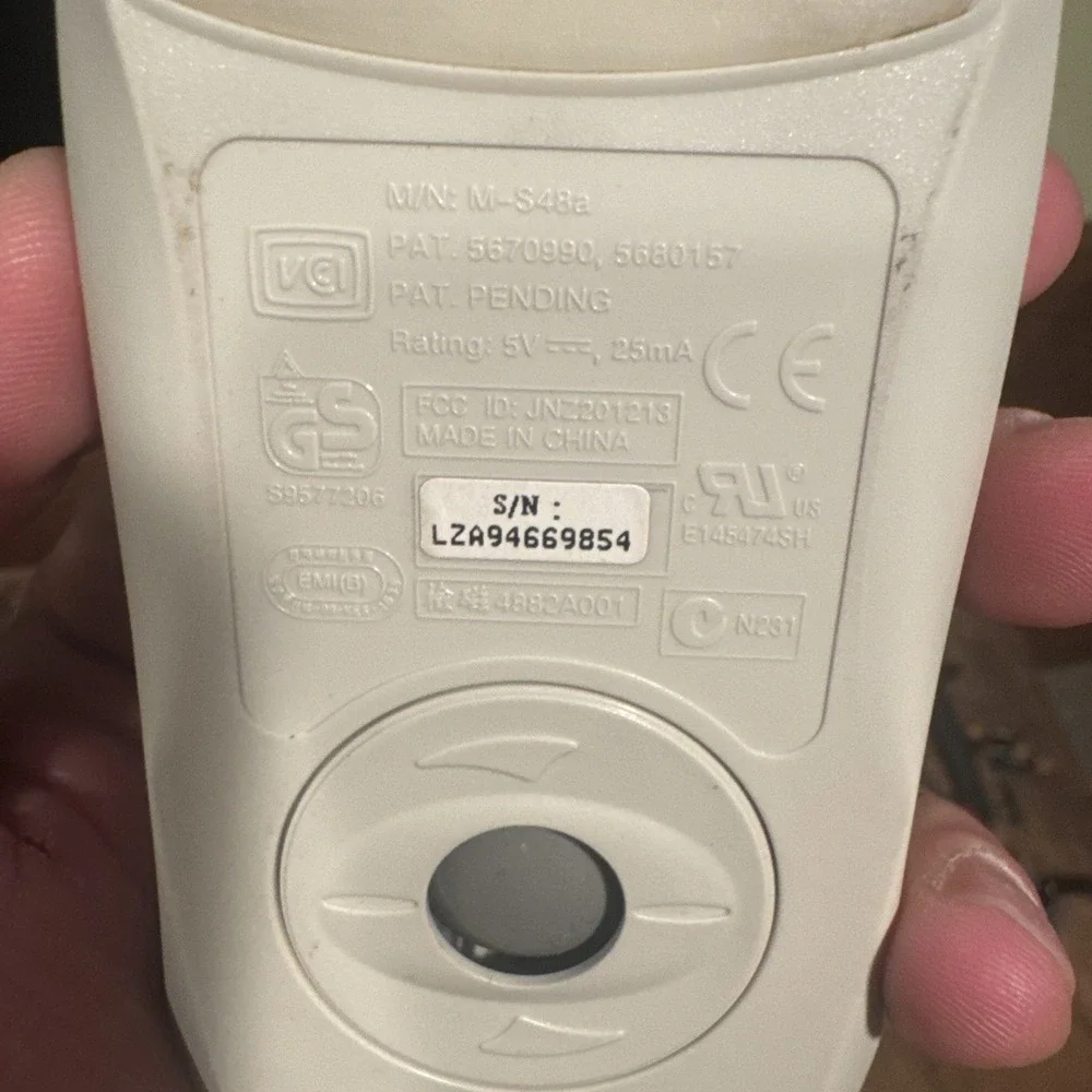 HP PS/2 Mouse 2-Button Scroll Wheel Serial Plug Logitech M-S48a